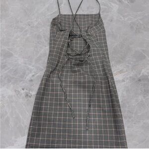 NWOT Plaid Backless Strappy Dress